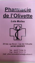 PHARMACIE DE L'OLIVETTE, Ganges - Horaires d'ouverture