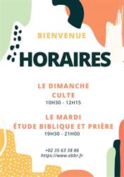 Eglise Biblique Baptiste de Rouen, Le Petit-Quevilly - Horaires d'ouverture