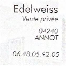 Edelweiss, Annot - Horaires d'ouverture