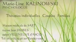 KALINOWSKI Marie-Line Psychologue EMDR / HTSMA / Hypnose Ericksonienne Villeneuve d'Ascq, Villeneuve-d'Ascq - Horaires d'ouverture