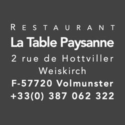 Restaurant La Table Paysanne, Volmunster - Horaires d'ouverture