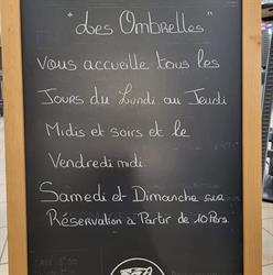 Les Ombrelles - bar restaurant, Montrond-les-Bains - Horaires d'ouverture