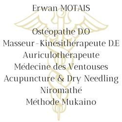 Erwan MOTAIS - Ostéopathie, Acupuncture, Auriculothérapie et Reiki, Nice - Horaires d'ouverture