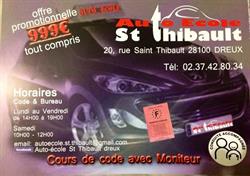 Auto-école St -Thibault, Dreux - Horaires d'ouverture
