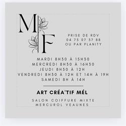 Art Créa'Tif (Frechet Mélissa), Mercurol - Horaires d'ouverture