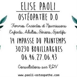 Elise PAOLI - Ostéopathe D.O., Bouillargues - Horaires d'ouverture