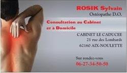 Rosik Sylvain Ostéopathe D.O., Aix-Noulette - Horaires d'ouverture