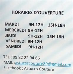 Astuces Couture, Villeneuve-sur-Yonne - Horaires d'ouverture