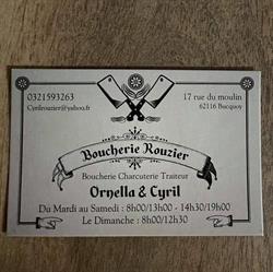 Boucherie charcuterie Rouzier, Bucquoy - Horaires d'ouverture