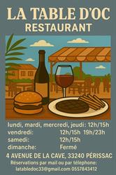 La table d'Oc, Périssac - Horaires d'ouverture