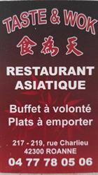 Taste & Wok, Roanne - Horaires d'ouverture