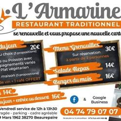 Restaurant l'Armarine, Beaurepaire - Horaires d'ouverture