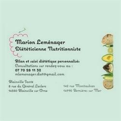 Diététicienne Marion Leménager, Blainville-sur-Orne - Horaires d'ouverture