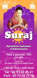 Suraj Restaurant indien pakistanais, Nantes - Horaires d'ouverture