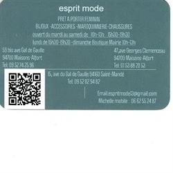 Esprit mode, Maisons-Alfort - Horaires d'ouverture