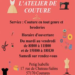 L'Atelier de couture, Château-Salins - Horaires d'ouverture