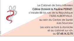 Cabinet de soins infirmiers Dumax Céline Pernet Pauline, Albertville - Horaires d'ouverture
