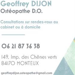 Geoffrey DIJON Ostéopathe D.O., Monteux - Horaires d'ouverture