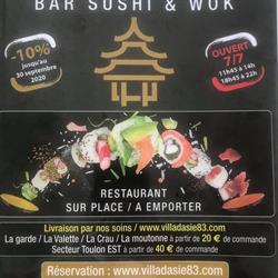 Villa D’asie Bar sushi & wok, La Garde - Horaires d'ouverture