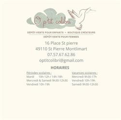 O p'tit colibri, Montrevault - Horaires d'ouverture