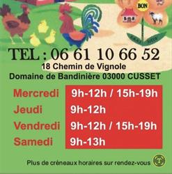 Au cœur du bon, Cusset - Horaires d'ouverture