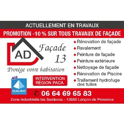 AD Façade 13 Façadier Ravalement de façade nettoyage de façade rénovation de façade peinture façade, Lançon-Provence - Horaires d'ouverture