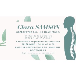 Clara SAMSON, Ostéopathe D.O., La Haye-Pesnel - Horaires d'ouverture