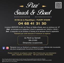 Pizz'Snack&Bowl, Fleury d'Aude - Horaires d'ouverture