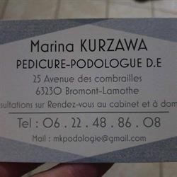 Cabinet de podologie Marina KURZAWA, Bromont-Lamothe - Horaires d'ouverture