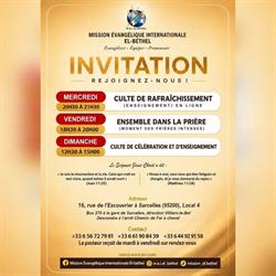 Mission Évangélique Internationale EL BETHEL, Sarcelles - Horaires d'ouverture